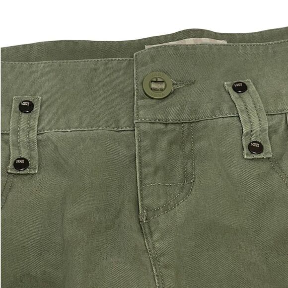 VANS Army Green Drawstring Cinch Embroidered Skull Motif Straight Short Skirt - Picture 9 of 16